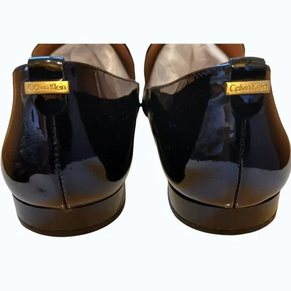 CALVIN KLEIN Elegant Black Patent Leather Loafers - Like New - Picture 6 of 12